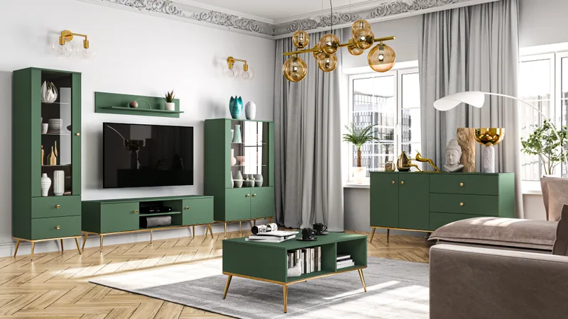 Zielone meble z kolekcji Forest w salonie